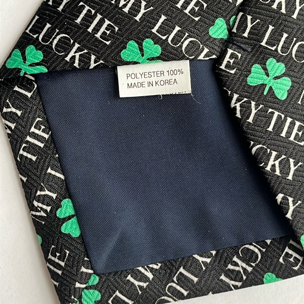 Men’s Tie My Lucky Tie Shamrocks A Rogers Handmade St Patrick’s Day - Picture 3 of 5